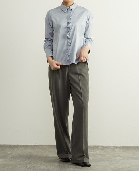 後ろゴム裏起毛ストレッチセミフレアーパンツ 詳細画像 グレー 2