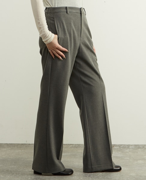 後ろゴム裏起毛ストレッチセミフレアーパンツ 詳細画像 グレー 4