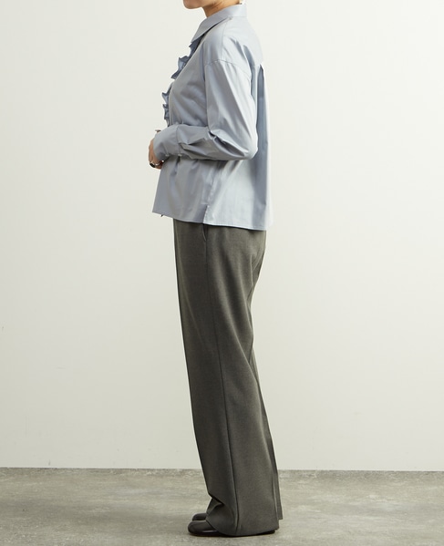 後ろゴム裏起毛ストレッチセミフレアーパンツ 詳細画像 グレー 7