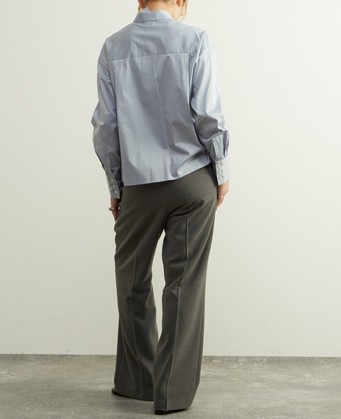 後ろゴム裏起毛ストレッチセミフレアーパンツ 詳細画像 グレー 8