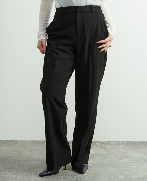 後ろゴム裏起毛ストレッチセミフレアーパンツ 詳細画像 ブラック 1