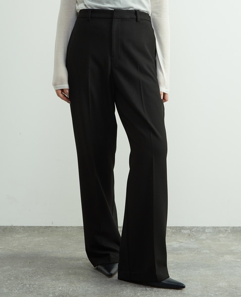 後ろゴム裏起毛ストレッチセミフレアーパンツ 詳細画像 ブラック 2