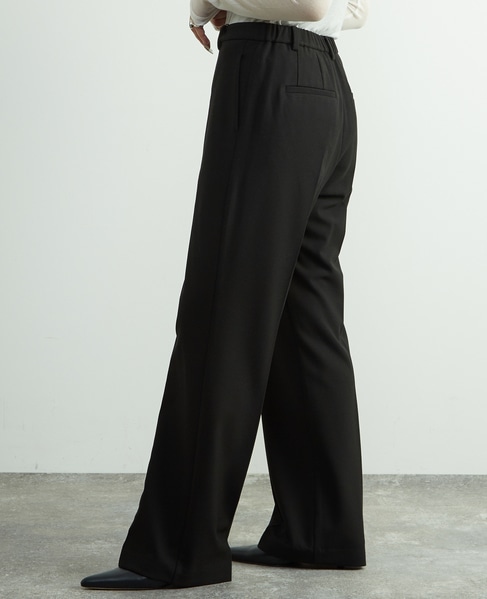 後ろゴム裏起毛ストレッチセミフレアーパンツ 詳細画像 ブラック 3