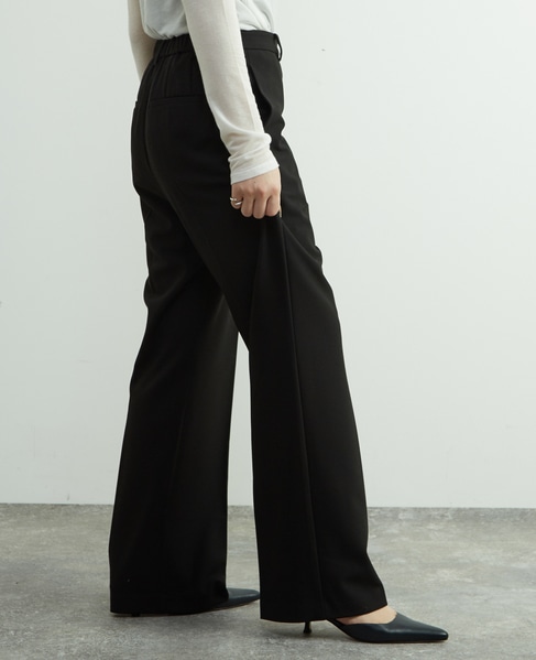 後ろゴム裏起毛ストレッチセミフレアーパンツ 詳細画像 ブラック 4