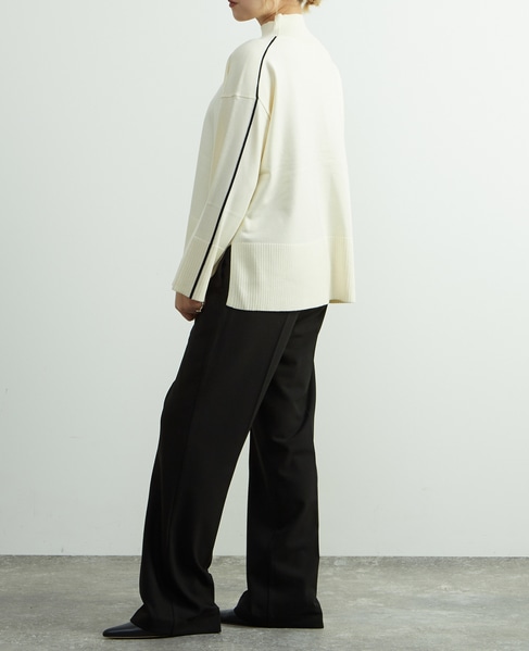 後ろゴム裏起毛ストレッチセミフレアーパンツ 詳細画像 ブラック 7