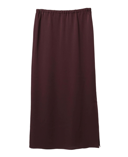 【定番】ウエストオールゴムストレッチサテンタイトスカート 詳細画像 ボルドー 10