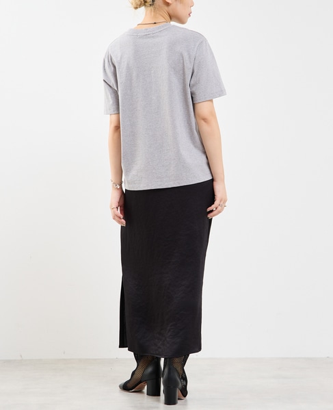 【定番】ウエストオールゴムストレッチサテンタイトスカート 詳細画像 ブラック 10