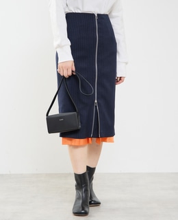 フロントジップミディ丈スカート