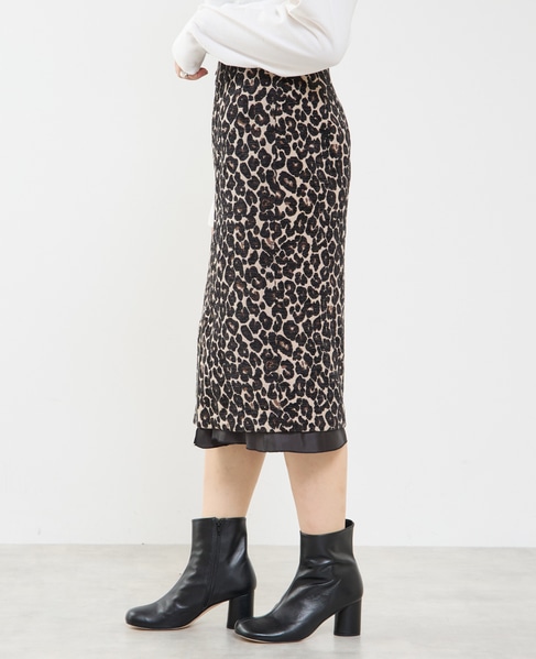 フロントジップミディ丈スカート 詳細画像 レオパード 3