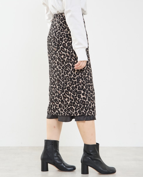 フロントジップミディ丈スカート 詳細画像 レオパード 4