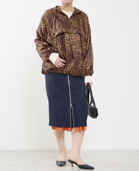 フロントジップミディ丈スカート 詳細画像 ネイビー 2