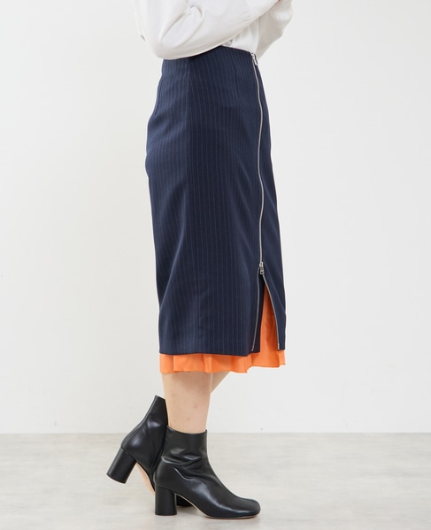 フロントジップミディ丈スカート 詳細画像 ネイビー 4