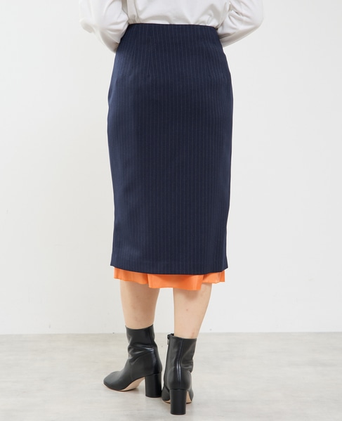 フロントジップミディ丈スカート 詳細画像 ネイビー 6