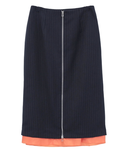 フロントジップミディ丈スカート 詳細画像 ネイビー 8