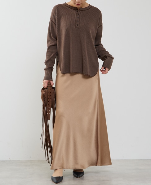 バイアスフレアーサテンスカート 詳細画像 キャメル 1