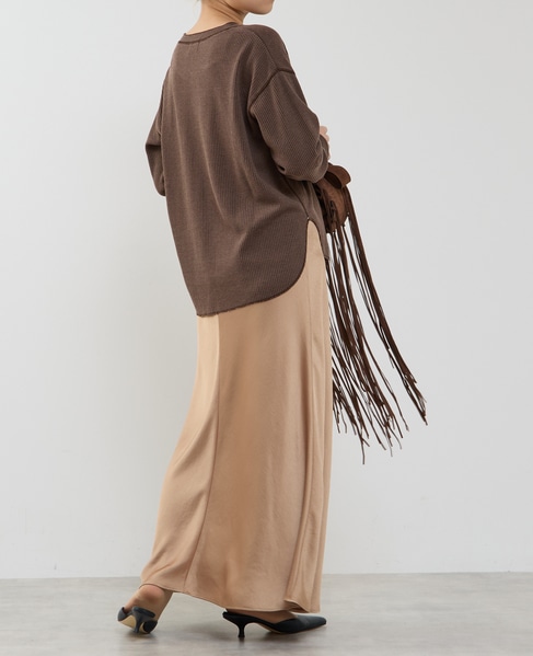 バイアスフレアーサテンスカート 詳細画像 キャメル 4