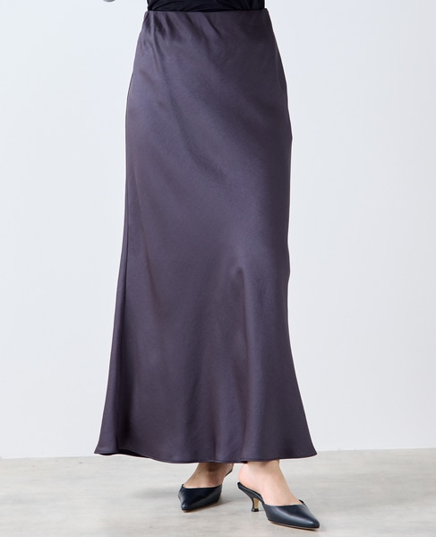 バイアスフレアーサテンスカート 詳細画像 チャコールグレー 1