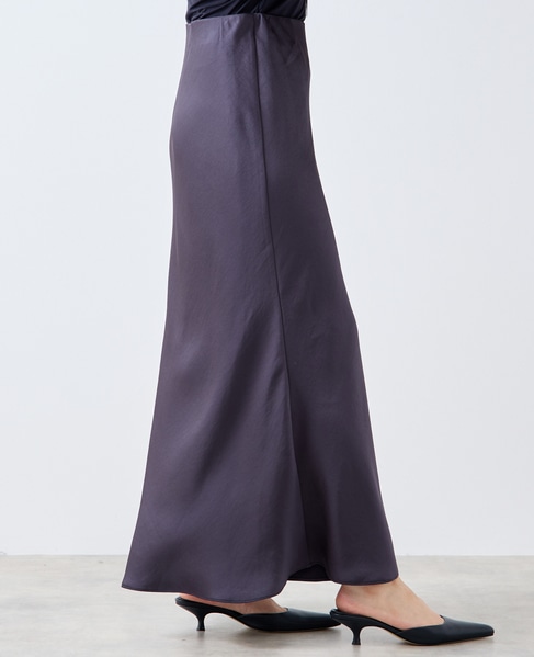 バイアスフレアーサテンスカート 詳細画像 チャコールグレー 3