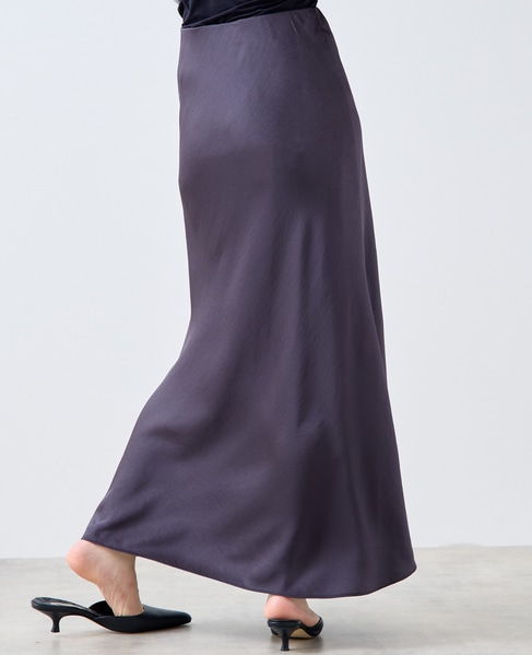 バイアスフレアーサテンスカート 詳細画像 チャコールグレー 5