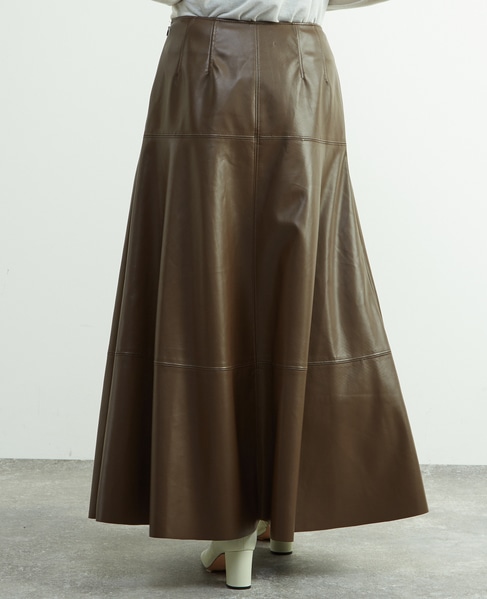 合成皮革切替デザインマーメイドスカート 詳細画像 ブラウン 4