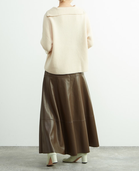 合成皮革切替デザインマーメイドスカート 詳細画像 ブラウン 9