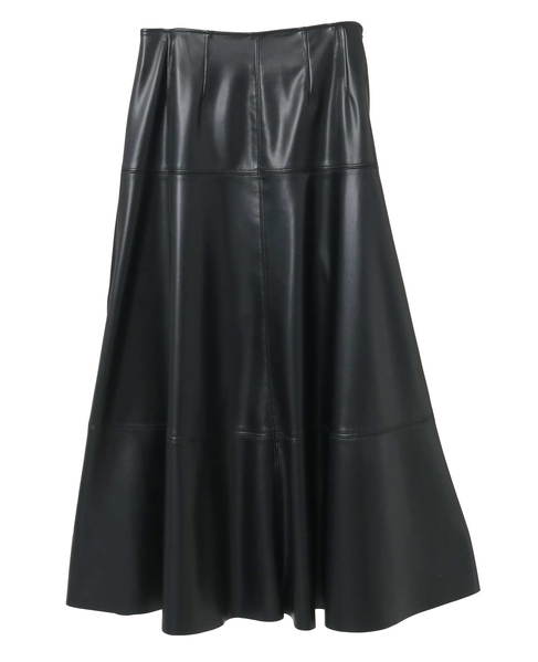 合成皮革切替デザインマーメイドスカート 詳細画像 ブラック 10