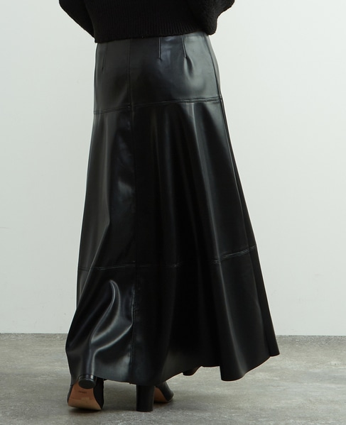合成皮革切替デザインマーメイドスカート 詳細画像 ブラック 4