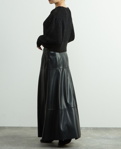合成皮革切替デザインマーメイドスカート 詳細画像 ブラック 6