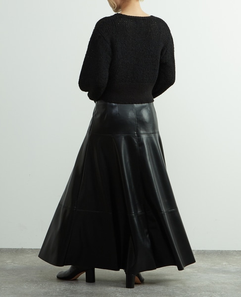 合成皮革切替デザインマーメイドスカート 詳細画像 ブラック 9
