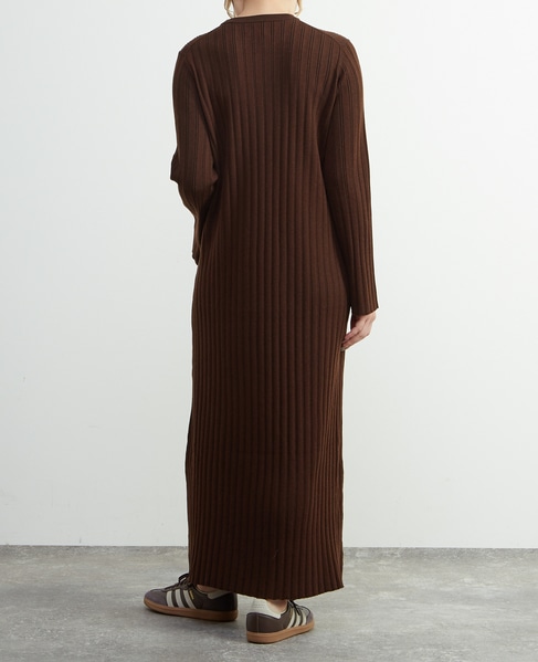 ウール混ランダムリブワンピース 詳細画像 ブラウン 4