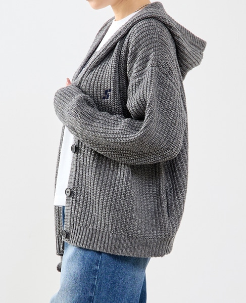 フード付きニットカーディガン 詳細画像 トップグレー 2