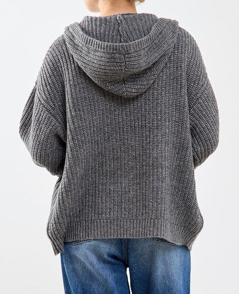 フード付きニットカーディガン 詳細画像 トップグレー 3