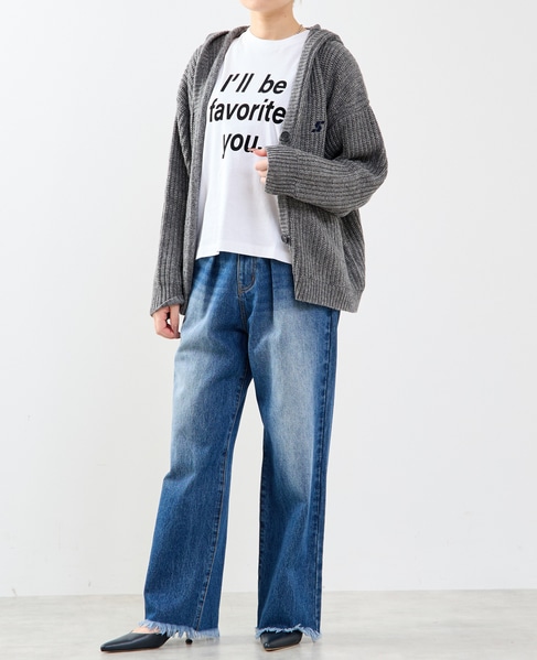 フード付きニットカーディガン 詳細画像 トップグレー 4