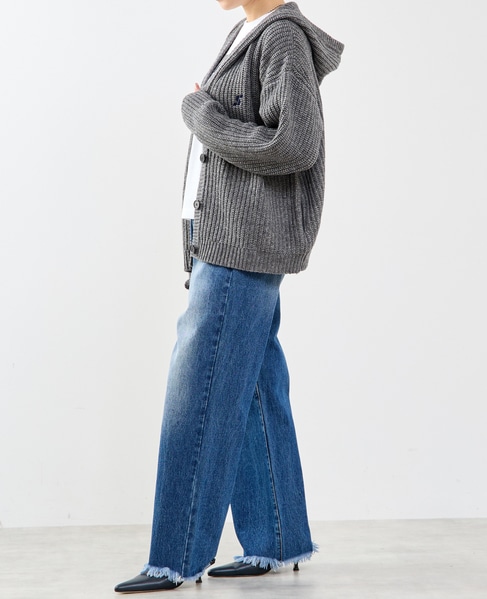 フード付きニットカーディガン 詳細画像 トップグレー 6