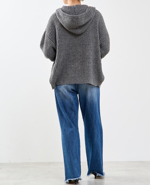 フード付きニットカーディガン 詳細画像 トップグレー 7