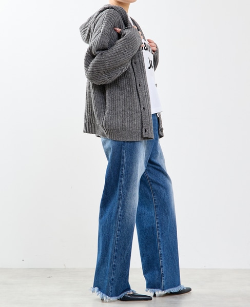 フード付きニットカーディガン 詳細画像 トップグレー 8