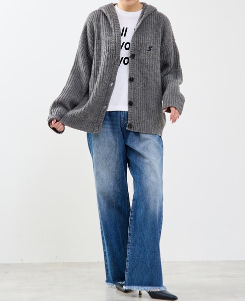 フード付きニットカーディガン 詳細画像 トップグレー 9