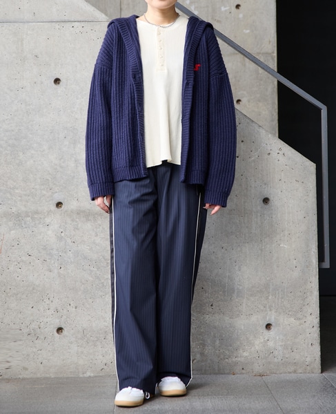 フード付きニットカーディガン 詳細画像 ネイビー 4