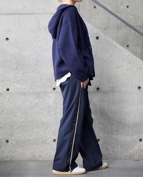 フード付きニットカーディガン 詳細画像 ネイビー 7