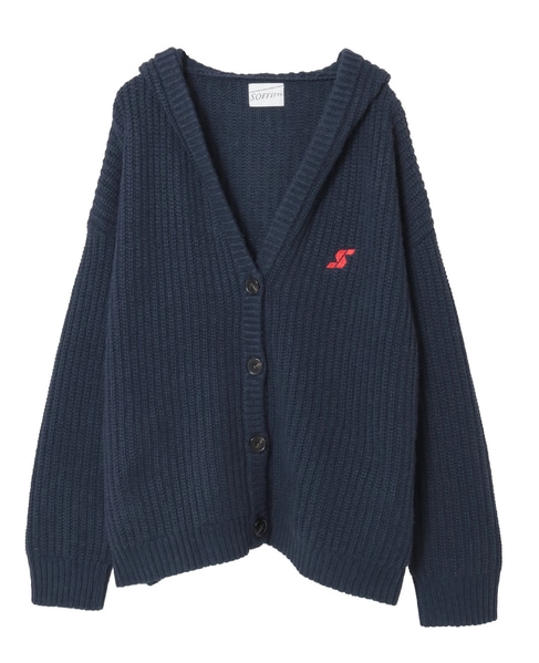 フード付きニットカーディガン 詳細画像 ネイビー 9