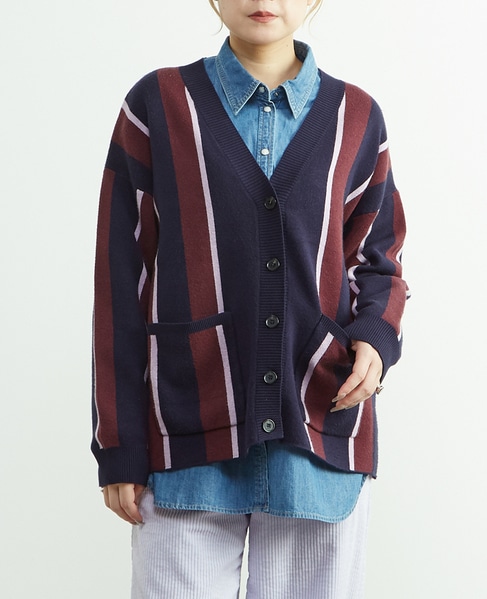 ストライプジャガードカーディガン