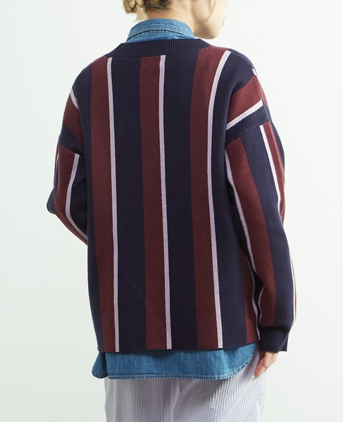 ストライプジャガードカーディガン 詳細画像 ネイビー 2