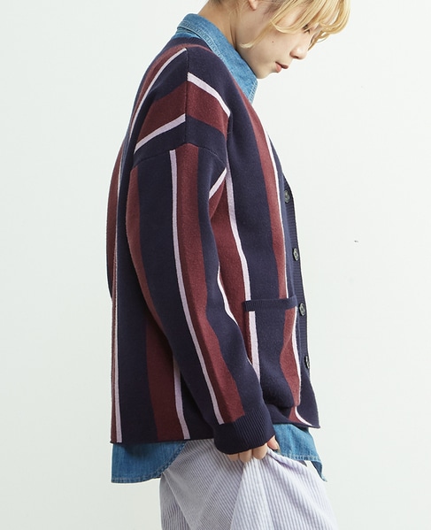 ストライプジャガードカーディガン 詳細画像 ネイビー 3