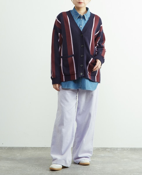 ストライプジャガードカーディガン 詳細画像 ネイビー 4