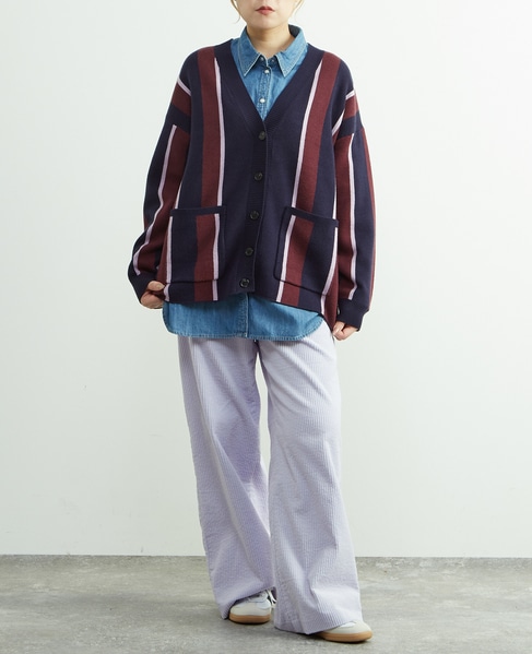 ストライプジャガードカーディガン 詳細画像 ネイビー 5