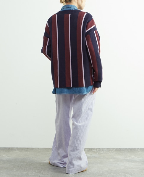 ストライプジャガードカーディガン 詳細画像 ネイビー 7