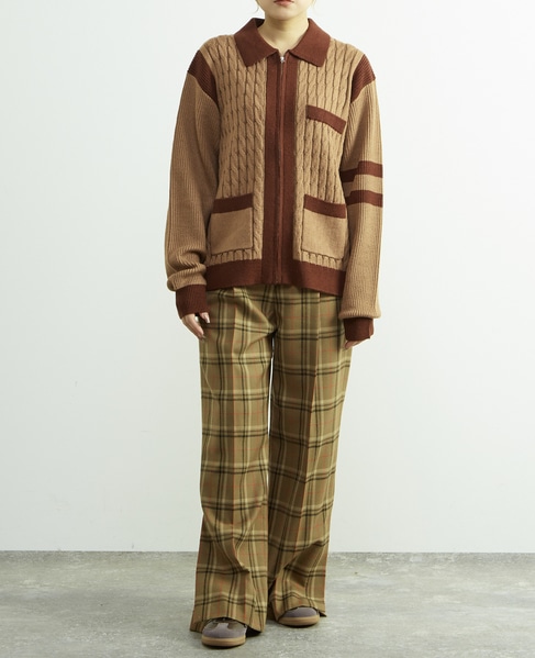 【A_/エース】ケーブルミックスカーディガン 詳細画像 ベージュ 2