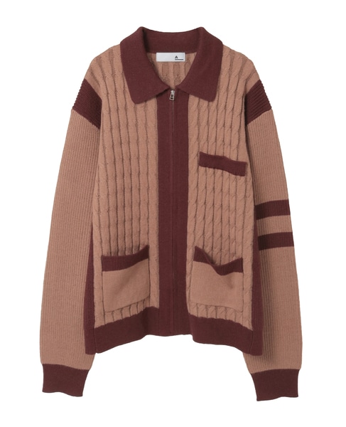 【A_/エース】ケーブルミックスカーディガン 詳細画像 ベージュ 3