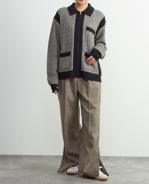 【A_/エース】ケーブルミックスカーディガン 詳細画像 杢グレー 2