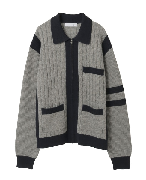 【A_/エース】ケーブルミックスカーディガン 詳細画像 杢グレー 3